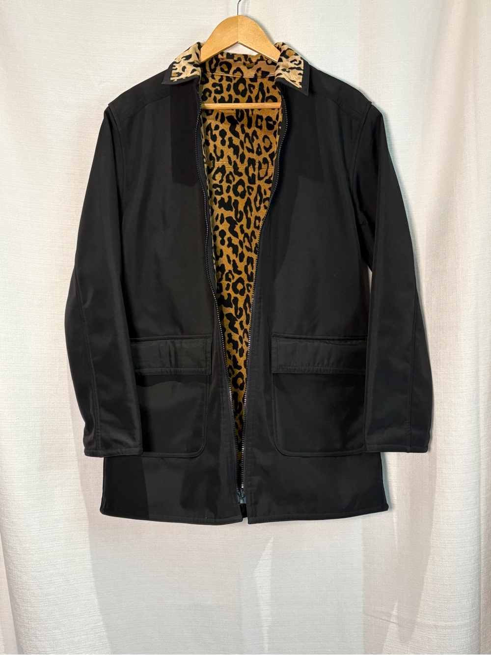 EUC 2010 Leopard Print/Black Women's Reversible Coat - Black Trim - Picture 2 of 7